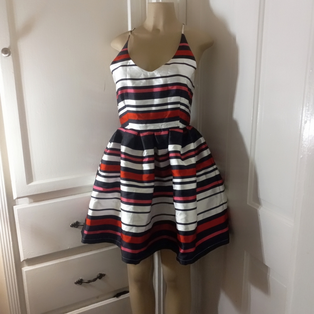 José Gold stripped puffy dress